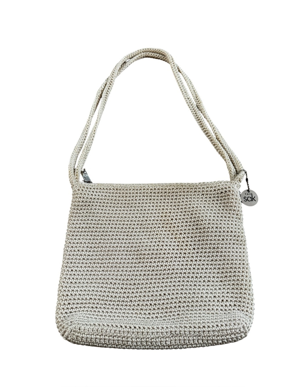 Women’s The Sak Cream/Ivory Colored Woven Mesh Double Handle Shoulder Bag